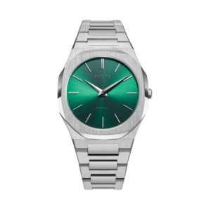 D1 Milano ultrathin watch with green dial and stainless steel bracelet
