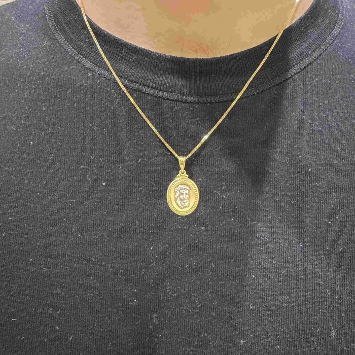 14K two-tone Christ figure pendant