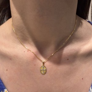14K two-tone double-sided Byzantine coin pendant