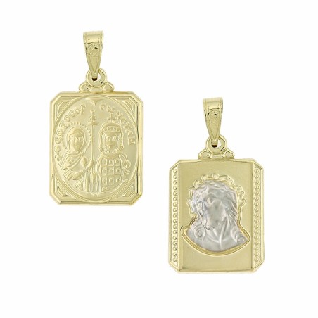 14K two-tone double-sided Christ figure pendant