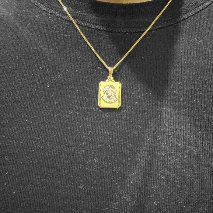 14K two-tone double-sided Christ figure pendant