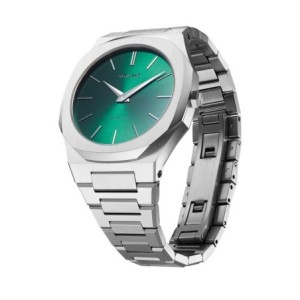 D1 Milano ultrathin watch with green dial and stainless steel bracelet