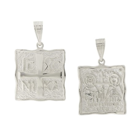 14K white gold double-sided byzantine coin pendant
