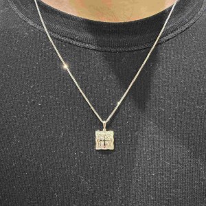 14K white gold double-sided byzantine coin pendant