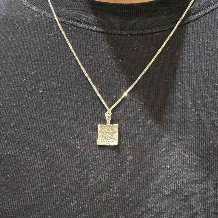 14K white gold double-sided byzantine coin pendant