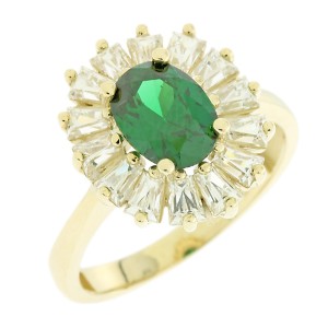 14K gold ring with zircon stones