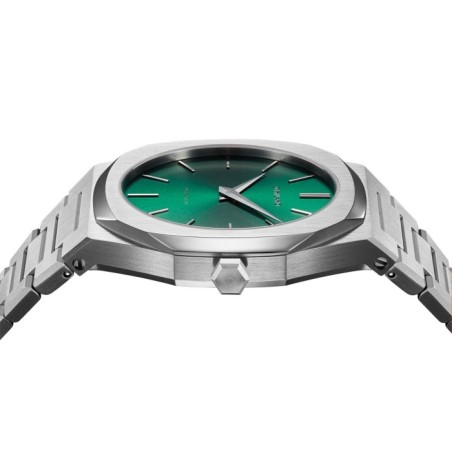 D1 Milano ultrathin watch with green dial and stainless steel bracelet