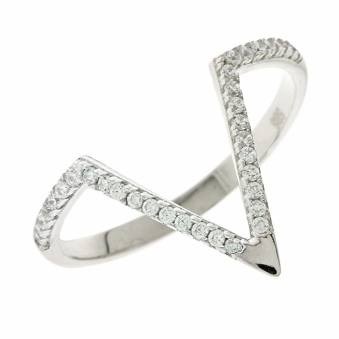 Λευκόχρυσο δαχτυλίδι Κ14 με πέτρες ζιργκόν.