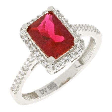 14K white gold ring with zircon stones