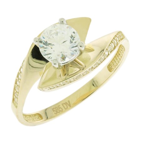 14K gold ring with central zircon stone