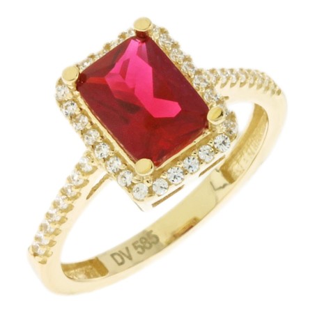 14K gold ring with zircon stones