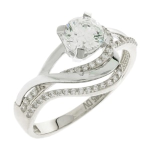 Λευκόχρυσο δαχτυλίδι Κ14 με πέτρες ζιργκόν