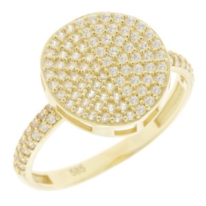 14K gold ring with round zircon stones