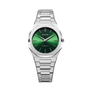 D1 Milano ultrathin watch with green dial and silver stainless steel bracelet
