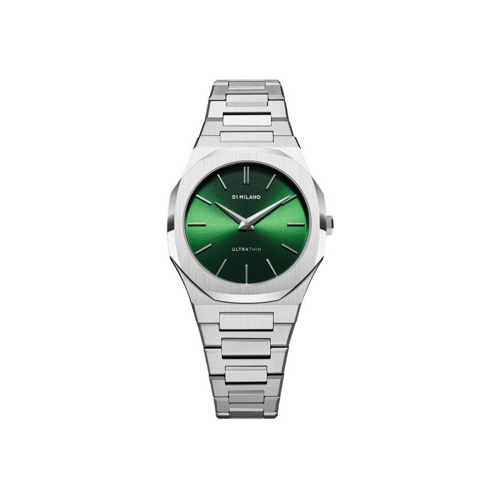 D1 Milano ultrathin watch with green dial and silver stainless steel bracelet
