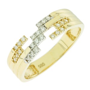 14K two-tone gold ring with zircon stones