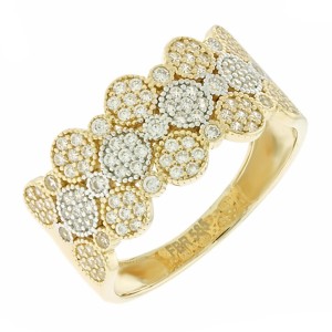 Δίχρωμο δαχτυλίδι Κ14 με πέτρες ζιργκόν