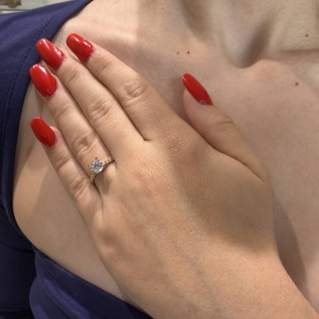 14K two-tone gold ring with zircon stones