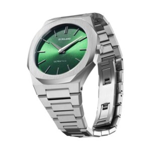 D1 Milano ultrathin watch with green dial and silver stainless steel bracelet