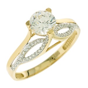 14K gold ring with zircon stones