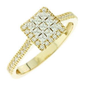 14K gold ring with zircon stones