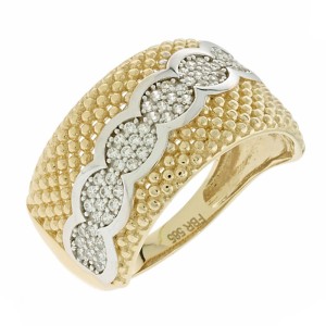 14K two-tone gold ring with zircon stones