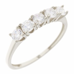 14K white gold ring with zircon stones
