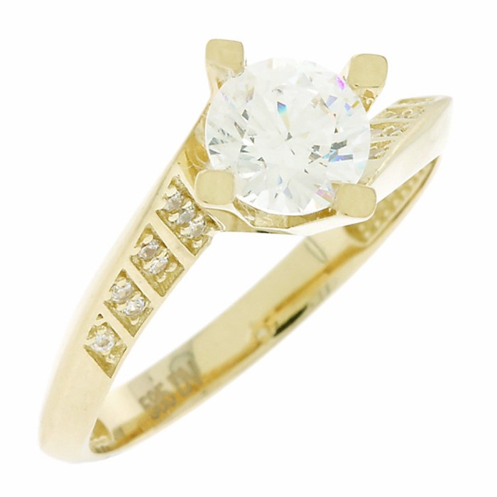 Χρυσό δαχτυλίδι Κ14 με πέτρες ζιργκόν