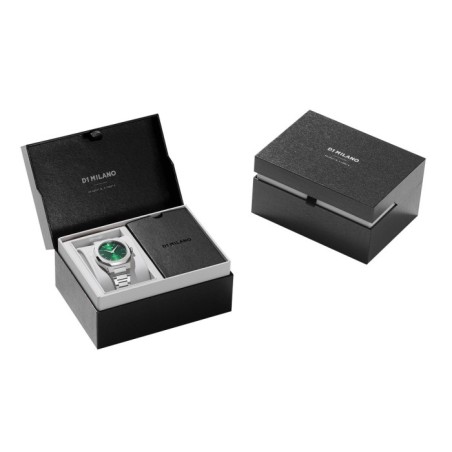 D1 Milano ultrathin watch with green dial and silver stainless steel bracelet