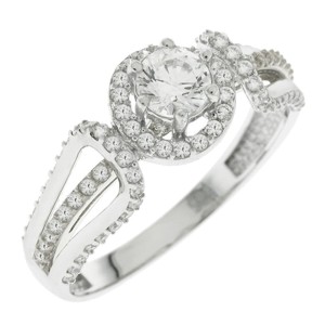 Λευκόχρυσο δαχτυλίδι Κ14 με πέτρες ζιργκόν