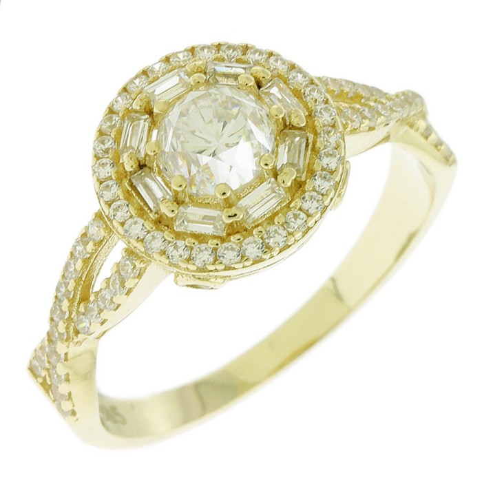14K gold ring with zircon stones