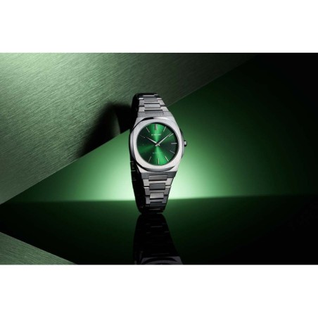 D1 Milano ultrathin watch with green dial and silver stainless steel bracelet
