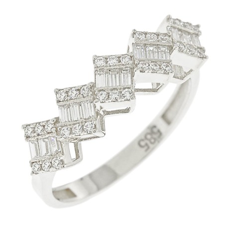 14K white gold ring with zircon stones