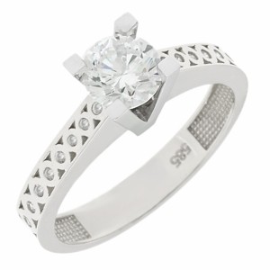 14K white gold ring with zircon stone
