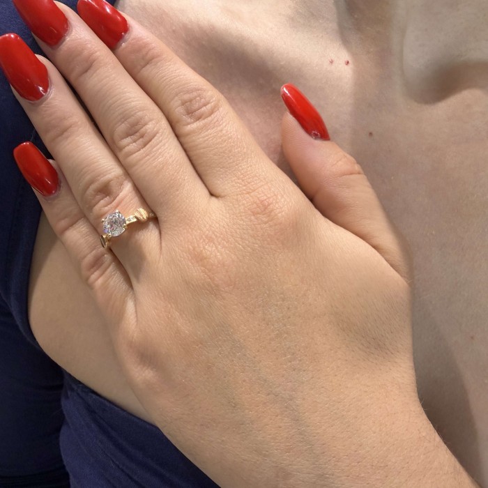 14K two-tone gold ring with zircon stones