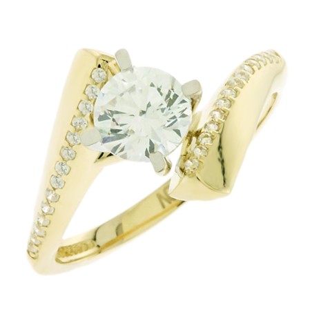 14K gold ring with zircon stones