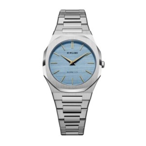 D1 Milano ultrathin watch with blue dial and stainless steel bracelet