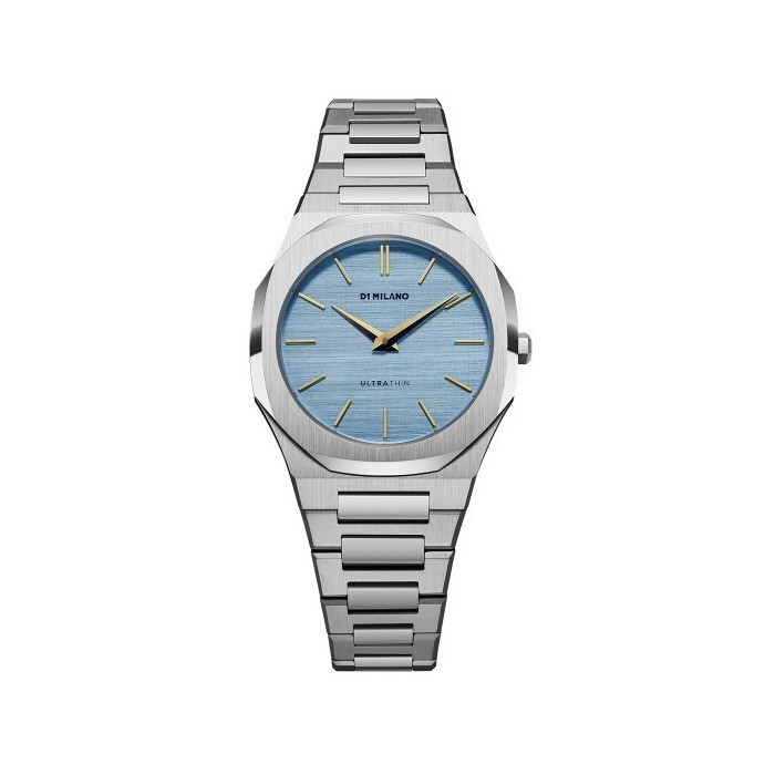 Λεπτό ρολόι D1 Milano με μπλε καντράν και ατσάλινο μπρασελέ