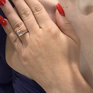 14K two-tone gold ring with zircon stones