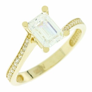 14K gold ring with zircon stones