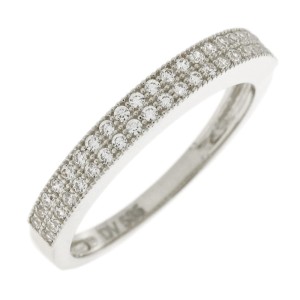 14K white gold ring with multiple zircon stones