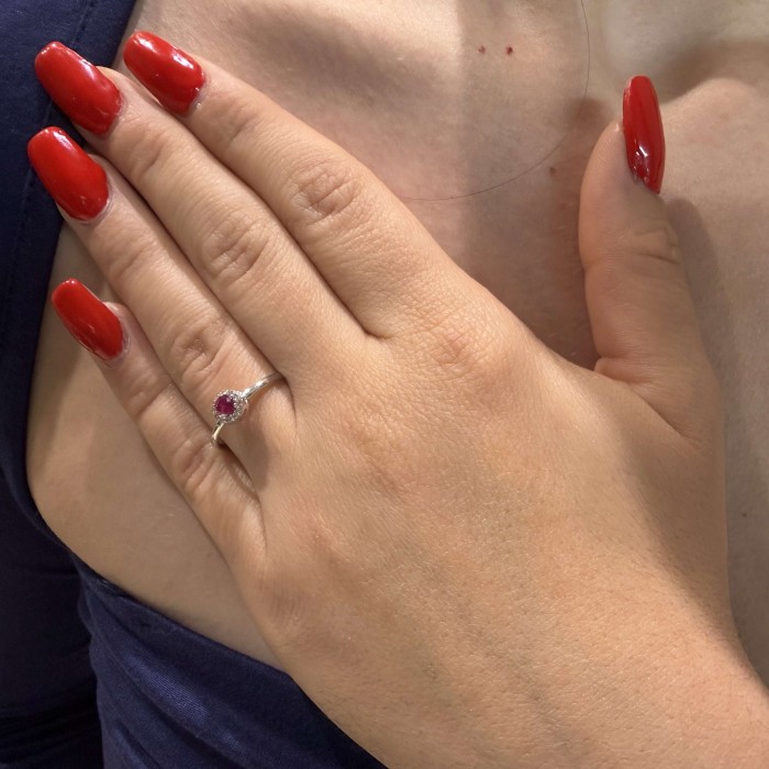 Λευκόχρυσο δαχτυλίδι Κ14 με ροζ ζιργκόν