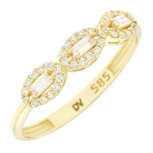 Χρυσό δαχτυλίδι Κ14 με ζιργκόν σε οβάλ σχέδιο