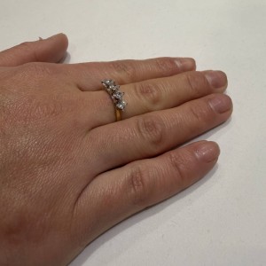 14K two-tone gold ring with zircon stones