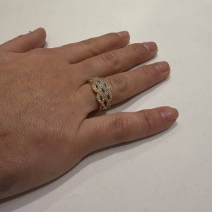 14K two-tone gold ring with zircon stones