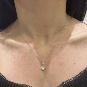 Λευκόχρυσο κολιέ Κ14 με στοιχείο σε όψη μαργαριταριού