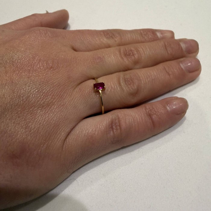 14K Gold Ring with Zircon Stone Minimal Design | TopGold