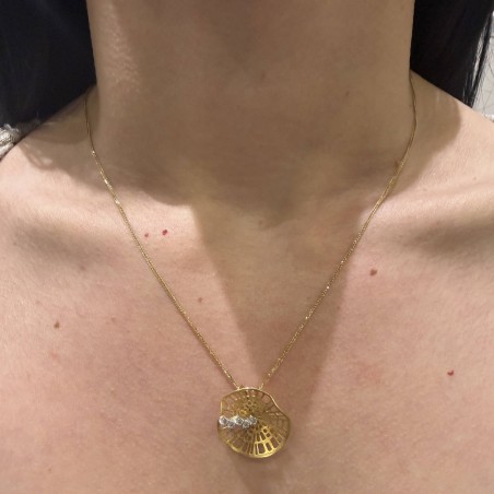14K gold necklace with zircon stones
