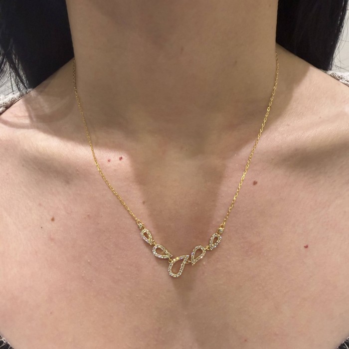 Χρυσό κολιέ με πέτρες ζιργκόν Κ14 | TopGold