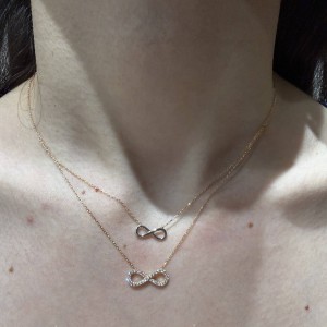 14K rose gold double infinity zircon necklace